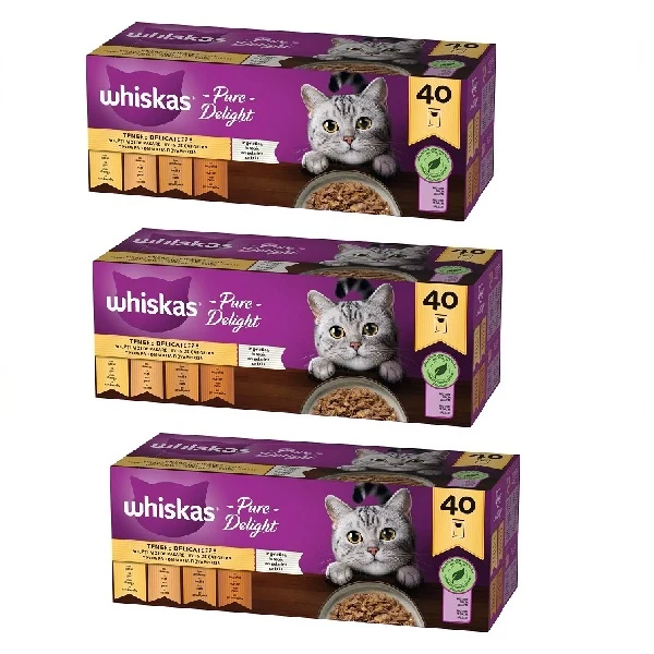 120x85g Whiskas Pure Delight Gatti Adulti Pollo Tacchino