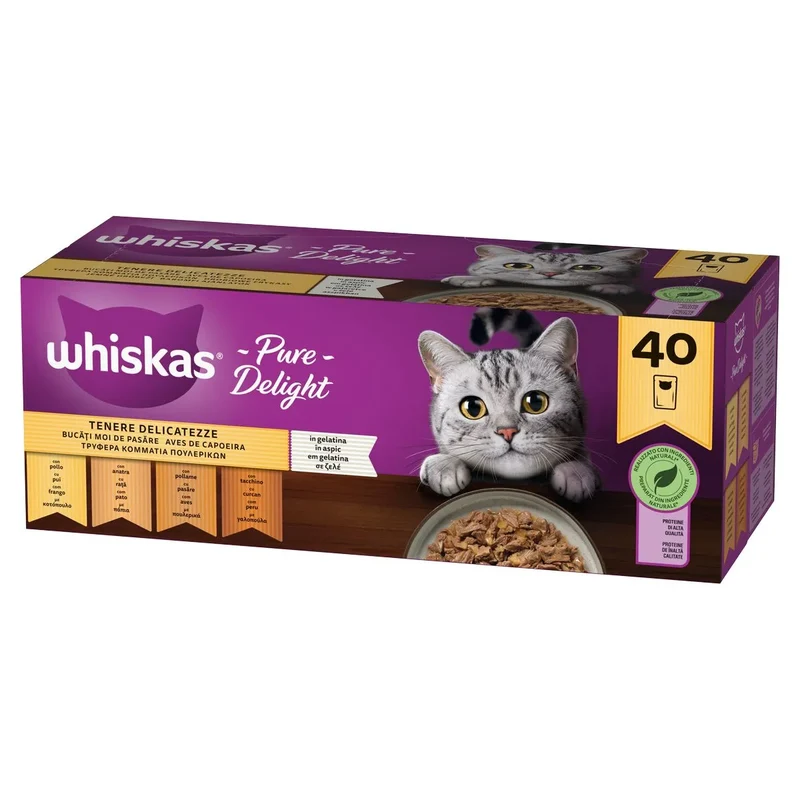 40x85g Whiskas Pure Delight Gatti Adulti Pollo Tacchino