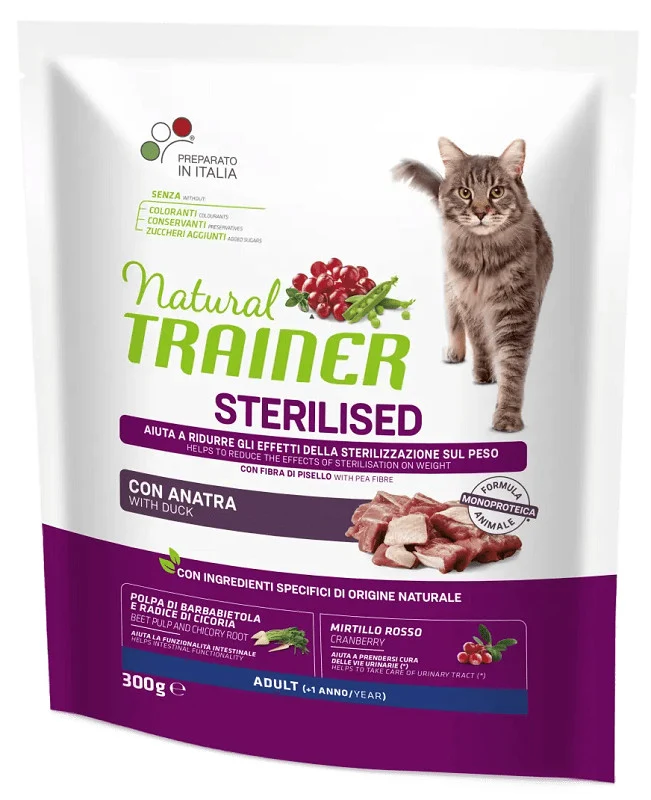 Natural Trainer Sterilised con Anatra 300g - Gatti Adulti Sterilizzati