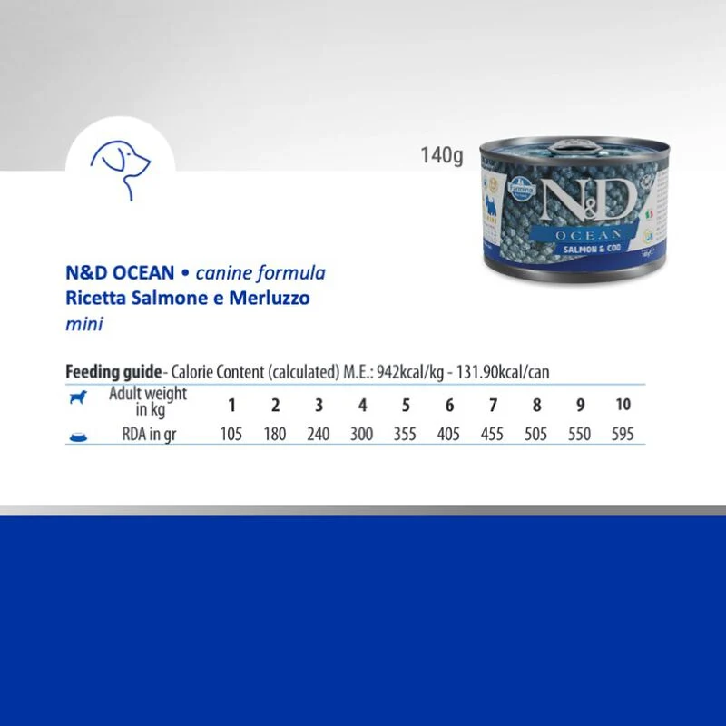 Farmina N&D Ocean Mini Salmone e Merluzzo 140g - Umido Cane