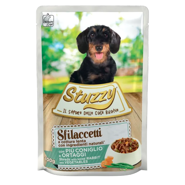 Stuzzy Sfilaccetti Coniglio e Ortaggi 100g – Cane Adulto