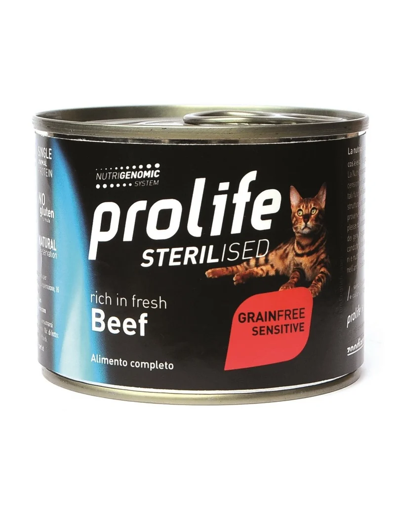 Prolife Sterilised Grain Free Sensitive Manzo 200g - Gatto Sterilizzato