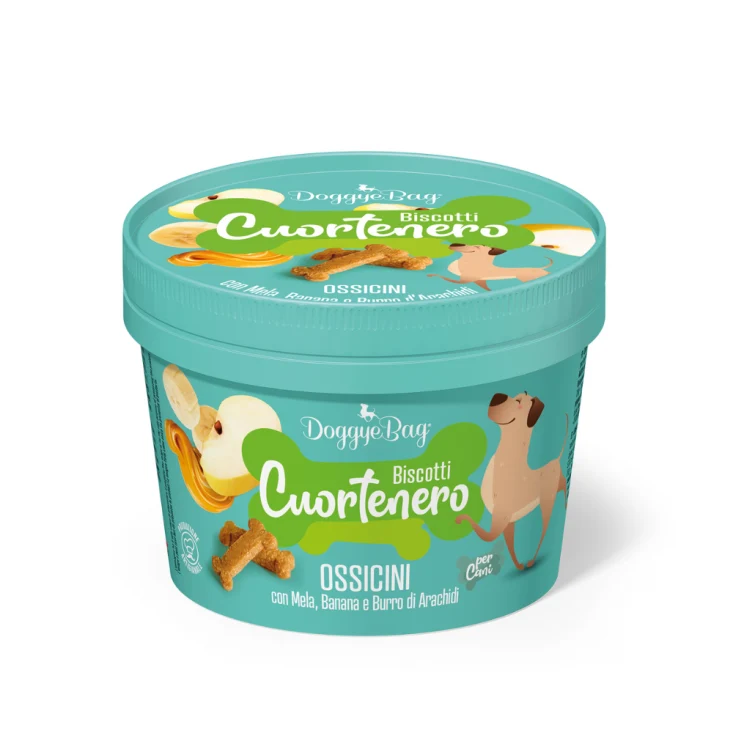 DoggyeBag Cuortenero Ossicini Mela Banana e Burro di Arachidi 150 g