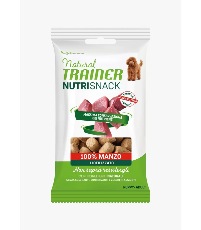 Natural Trainer Nutrisnack 100% Manzo 20g - Snack per Cani Liofilizzato