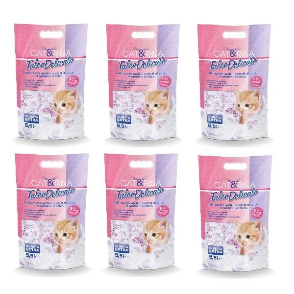 6x5,5lt CAT&RINA Lettiera Gatto in Silicio - Profumazione Talco