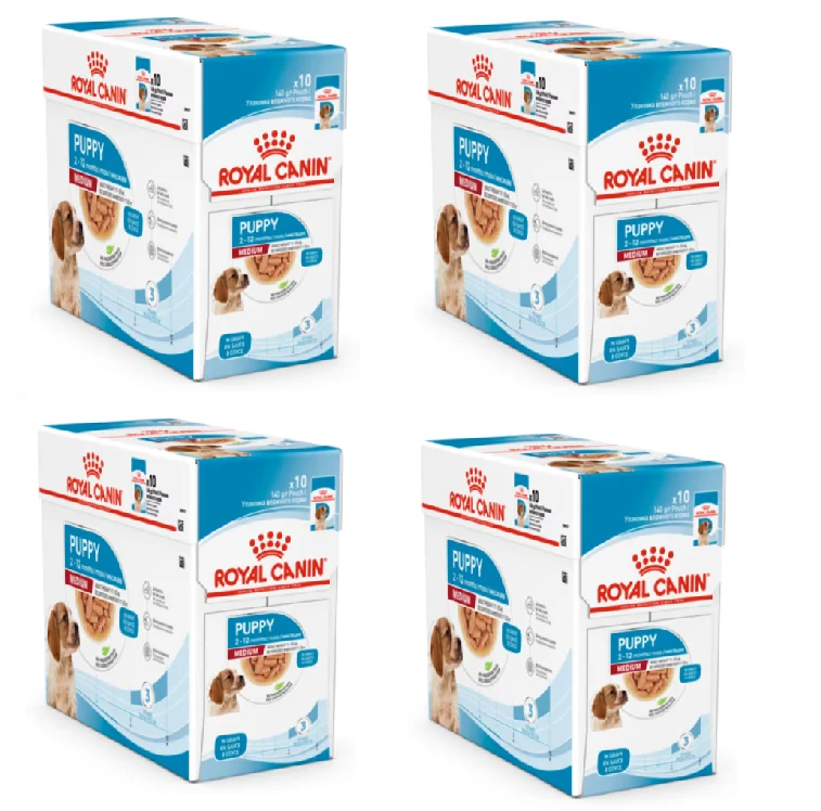 40x140g Royal Canin Puppy Medium in Salsa - Cibo Umido per Cani
