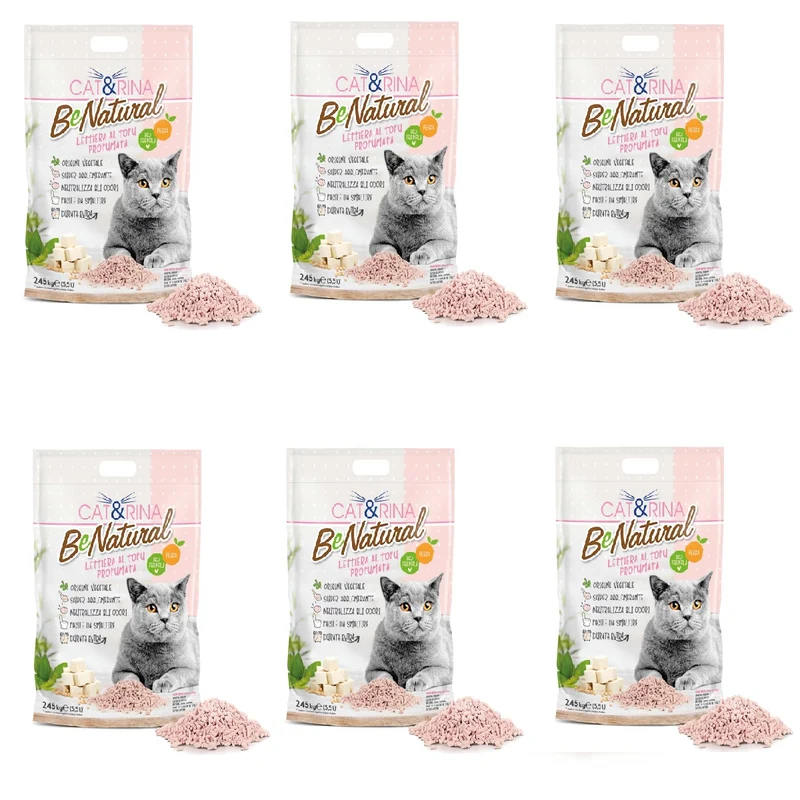 6x5,5L Cat&rina BeNatural - Lettiera da WC al Tofu - Profumo Pesca