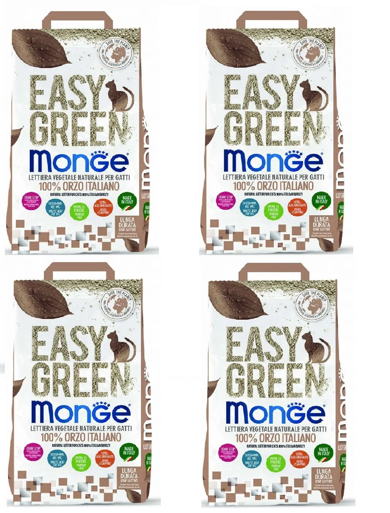 4x3,8kg Monge Easy Green Orzo - Lettiera da WC Ecologica