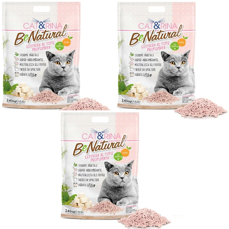 3x5,5L Cat&rina BeNatural - Lettiera da WC al Tofu - Profumo Pesca
