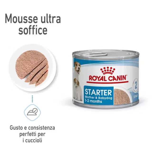 24x195g Royal Canin Starter Mousse Alimento Umido Cane Cucciolo