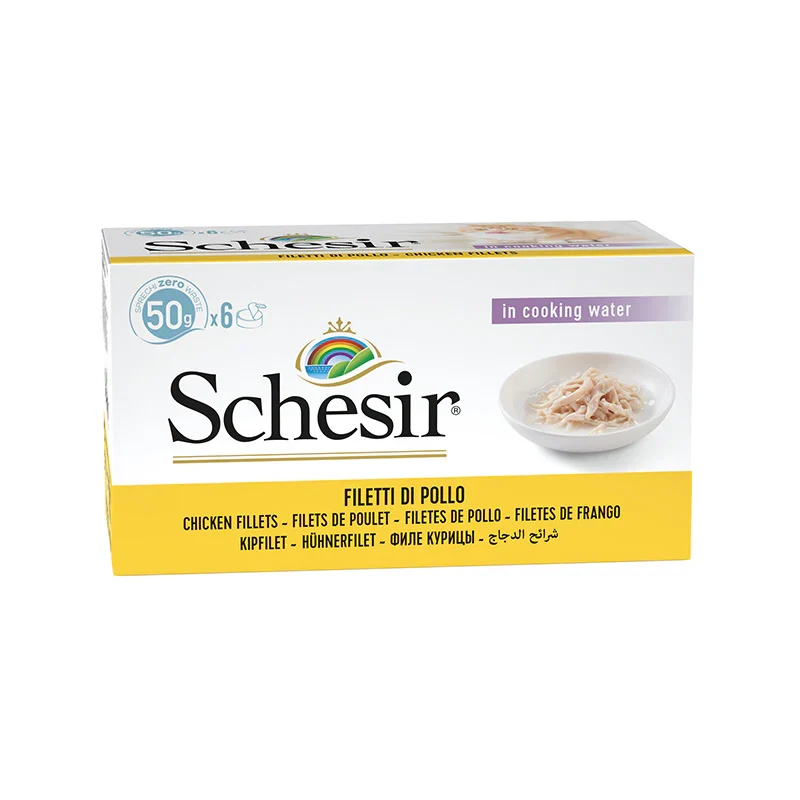 Schesir Pollo al Naturale 6x50g - Cibo Umido per Gatti