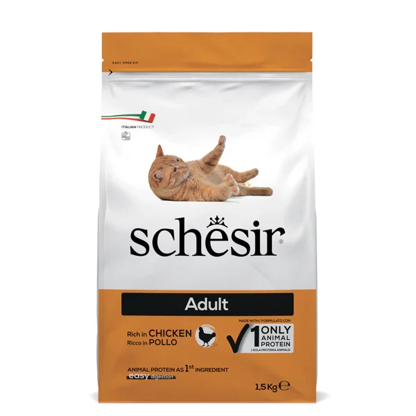 Schesir Adult Pollo 1,5kg Crocchette per Gatti Monoproteico