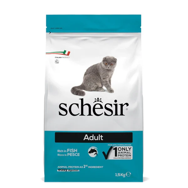 Schesir Adult Pesce 1,5kg Crocchette per Gatti Monoproteico