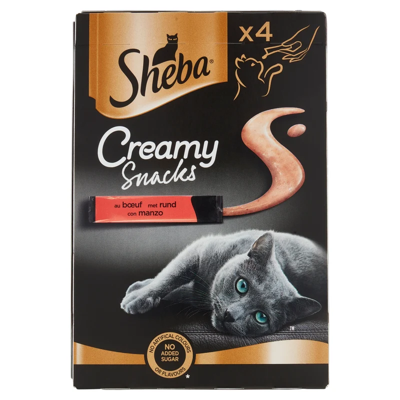 Sheba Creamy Snacks con Manzo 4x12g - Snack per Gatti