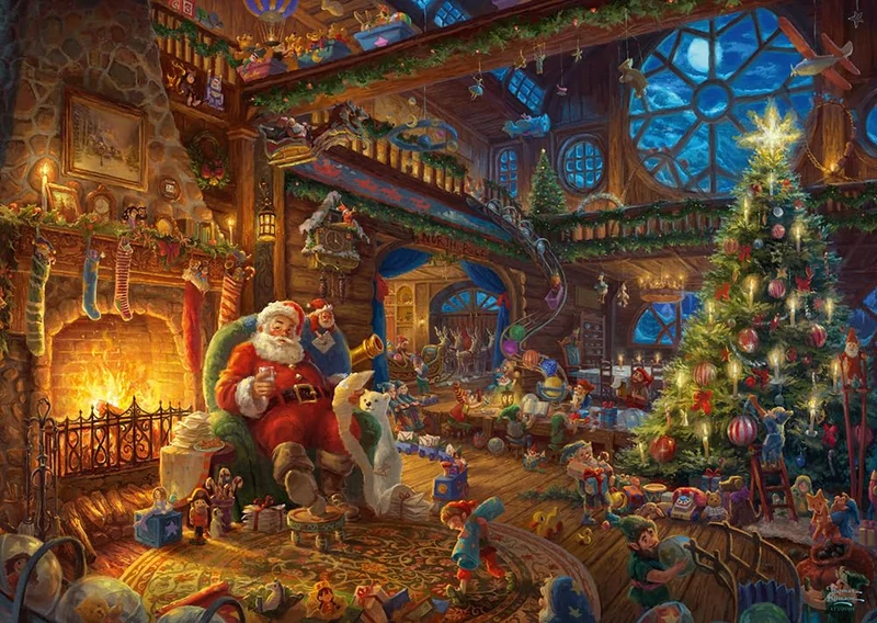 Schmidt Spiele 59494 - Puzzle "Thomas Kinkade, Babbo Natale e i suoi gnomi", edizione limitata, 1000 pezzi, multicolore