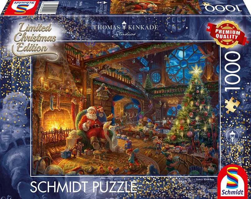 Schmidt Spiele 59494 - Puzzle "Thomas Kinkade, Babbo Natale e i suoi gnomi", edizione limitata, 1000 pezzi, multicolore