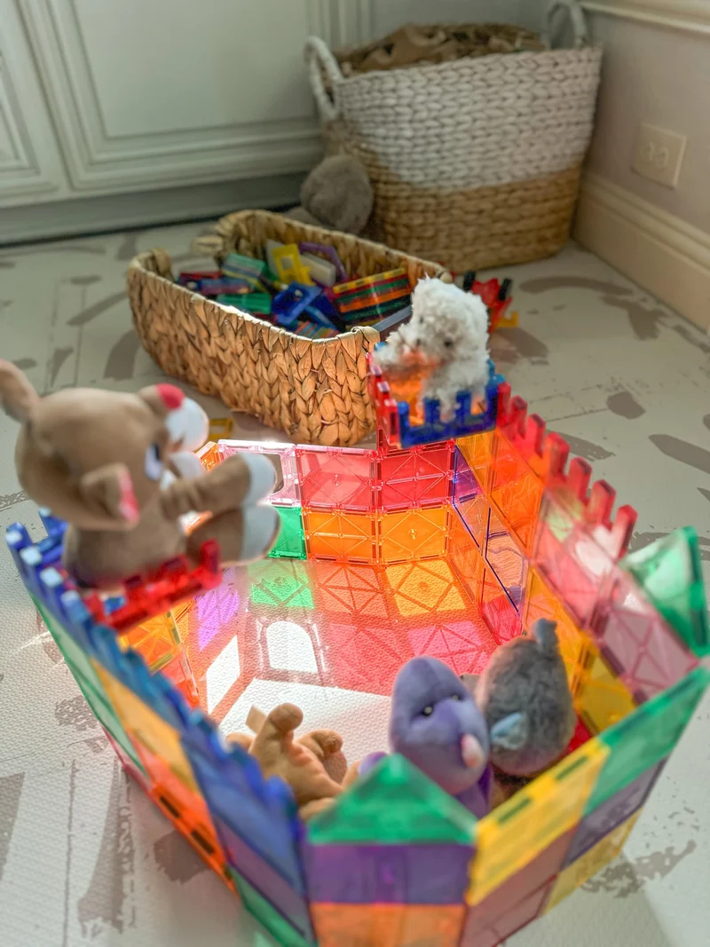 60 mattonelle magnetiche STEM per Costruire Giocattoli sensoriali per Bambini dai 3 Anni in su, Giocattoli per Lo Sviluppo del Cervello in età prescolare
