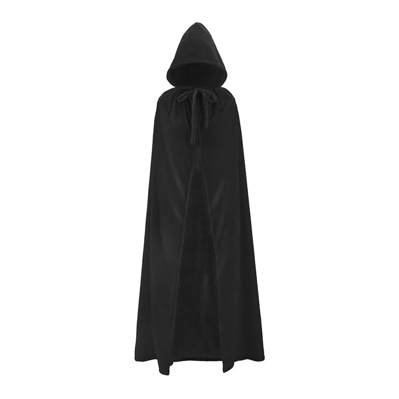 Zeayebsr 1pc Costume da strega con cappuccio nero di Halloween, travestimento da strega, accessori cosplay per adulti e bambini per riunioni di famiglia
