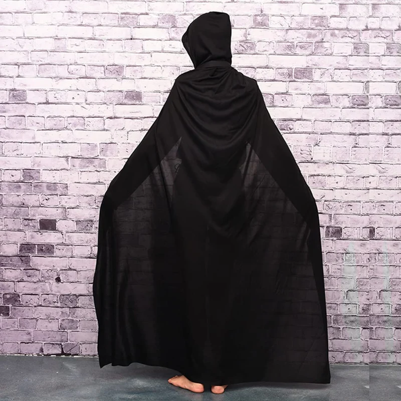 Zeayebsr 1pc Costume da strega con cappuccio nero di Halloween, travestimento da strega, accessori cosplay per adulti e bambini per riunioni di famiglia