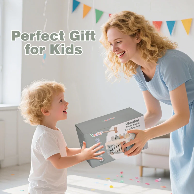 Vanplay Giochi Bambini 1 Anno, Giochi Montessori 1 2 3 Anni Giocattoli Bambino 1 Anno, 7 in 1 Strumenti Musicali Bambini Xilofono, Giochi Educativi Regali Bambini 1 Anno