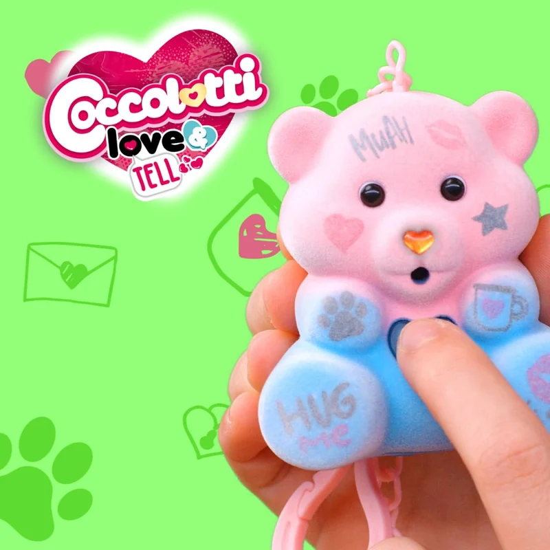 Coccolotti Love&Tell 4ever - Orsetto Lilla, Con Funzione Registrazione e Portachiavi Charm, Animali Interattivi Giocattolo,Per Bambini 4 Anni +, Giochi Preziosi