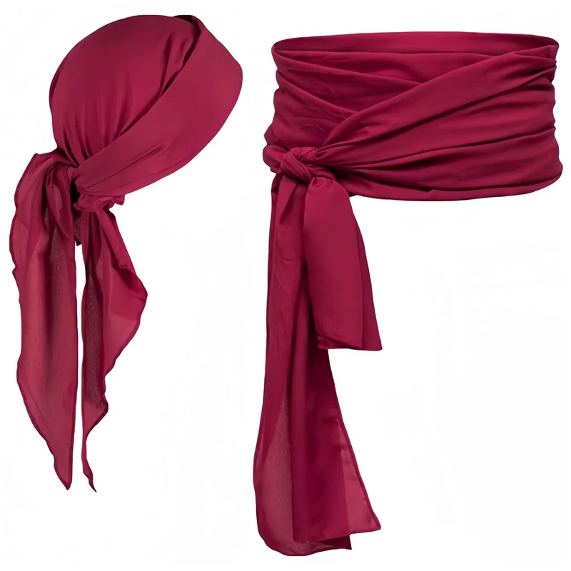 Proumhang Set di Accessori per Costumi da Pirata Fascia Pirata Cintura Cintura Vita Capitano Pirata Medievale Grande Fascia Sciarpa Testa Pirata Bandane per Halloween Bambini Adulti Vino