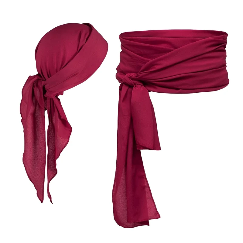 Proumhang Set di Accessori per Costumi da Pirata Fascia Pirata Cintura Cintura Vita Capitano Pirata Medievale Grande Fascia Sciarpa Testa Pirata Bandane per Halloween Bambini Adulti Vino