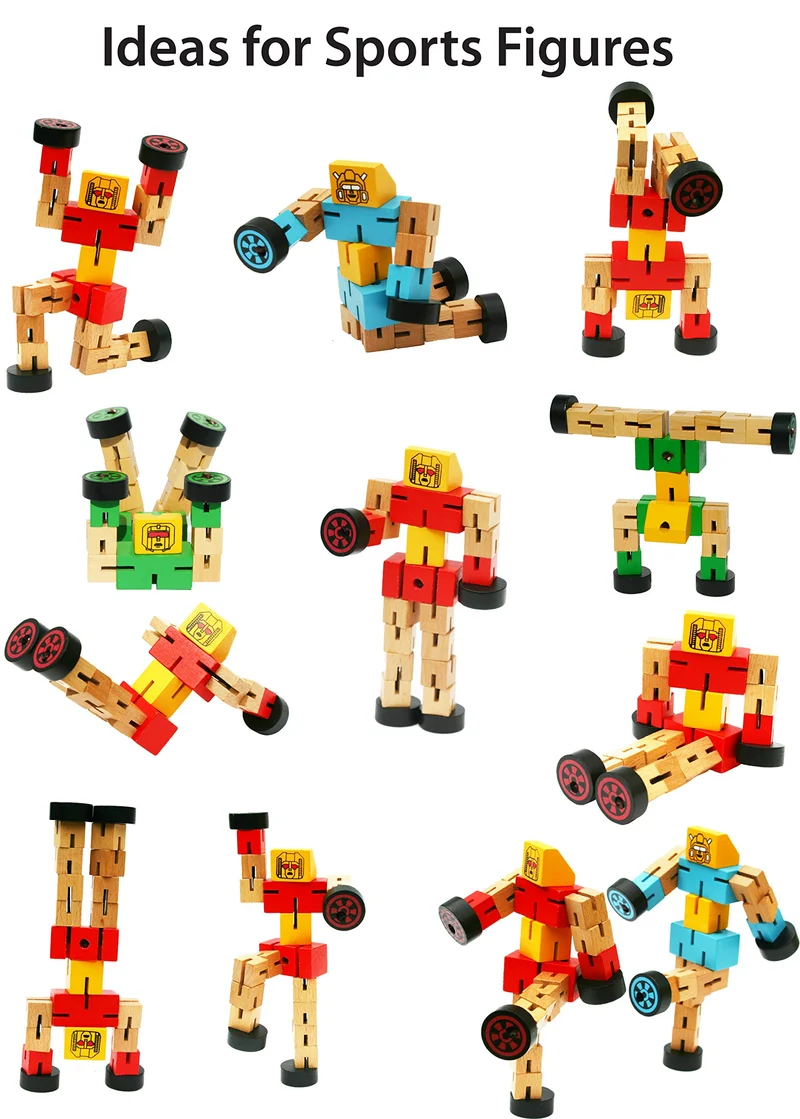 TOWO Robot Trasformazione in Legno - Gioco da Viaggio Transfigures - Veicolo Giocattolo da Trasformare - Robot in Legno per Bambini e Bambine di 3 Anni- blu