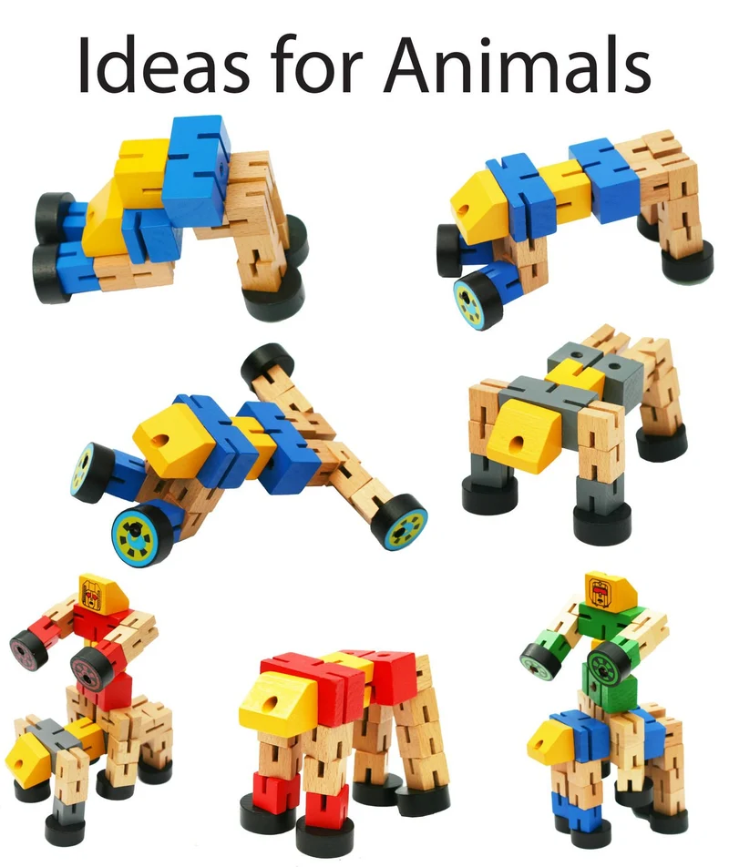 TOWO Robot Trasformazione in Legno - Gioco da Viaggio Transfigures - Veicolo Giocattolo da Trasformare - Robot in Legno per Bambini e Bambine di 3 Anni- blu