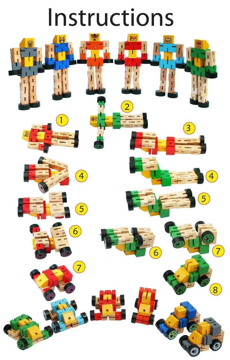 TOWO Robot Trasformazione in Legno - Gioco da Viaggio Transfigures - Veicolo Giocattolo da Trasformare - Robot in Legno per Bambini e Bambine di 3 Anni- blu