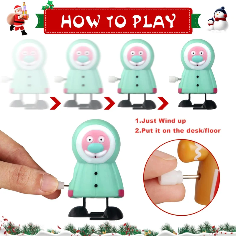 Set di Giocattoli a Carica di Natale - 12 Pezzi Mini Giocattoli a Orologeria per Bambini