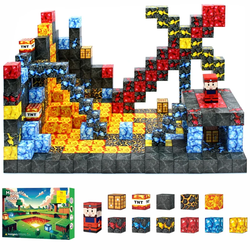 Yolla Loos Blocchi magnetici da costruzione, giocattoli da costruzione, set di costruzioni educative da - regalo perfetto per compleanno e vacanze per bambini dai 3 anni in su