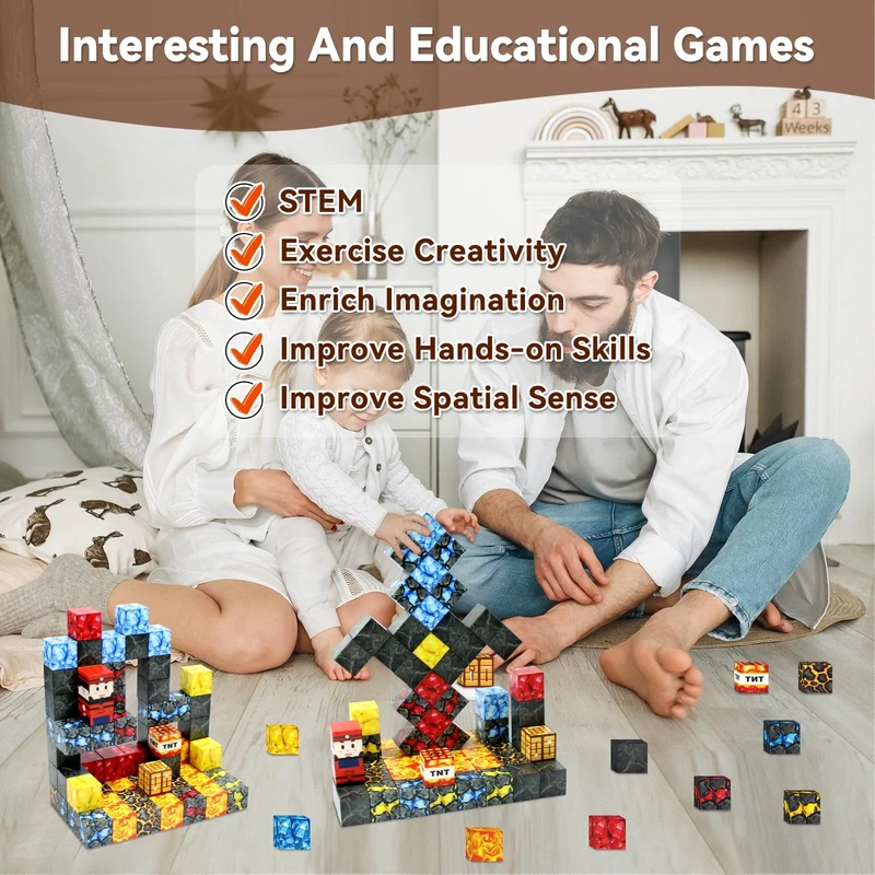 Yolla Loos Blocchi magnetici da costruzione, giocattoli da costruzione, set di costruzioni educative da - regalo perfetto per compleanno e vacanze per bambini dai 3 anni in su