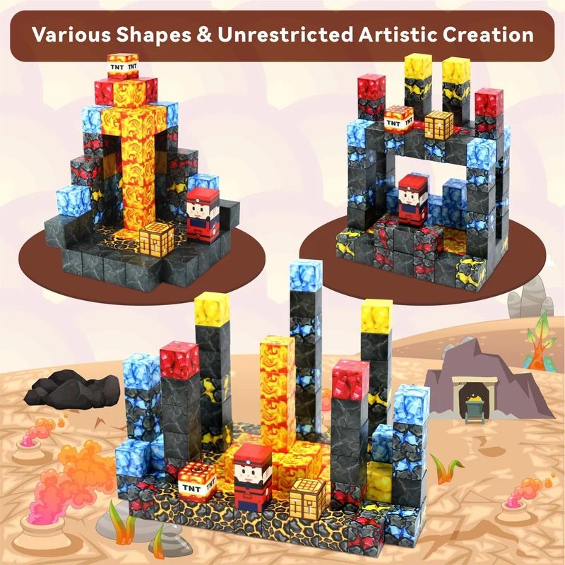 Yolla Loos Blocchi magnetici da costruzione, giocattoli da costruzione, set di costruzioni educative da - regalo perfetto per compleanno e vacanze per bambini dai 3 anni in su