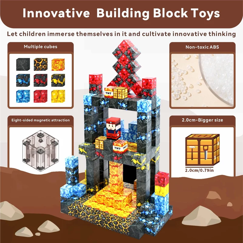 Yolla Loos Blocchi magnetici da costruzione, giocattoli da costruzione, set di costruzioni educative da - regalo perfetto per compleanno e vacanze per bambini dai 3 anni in su