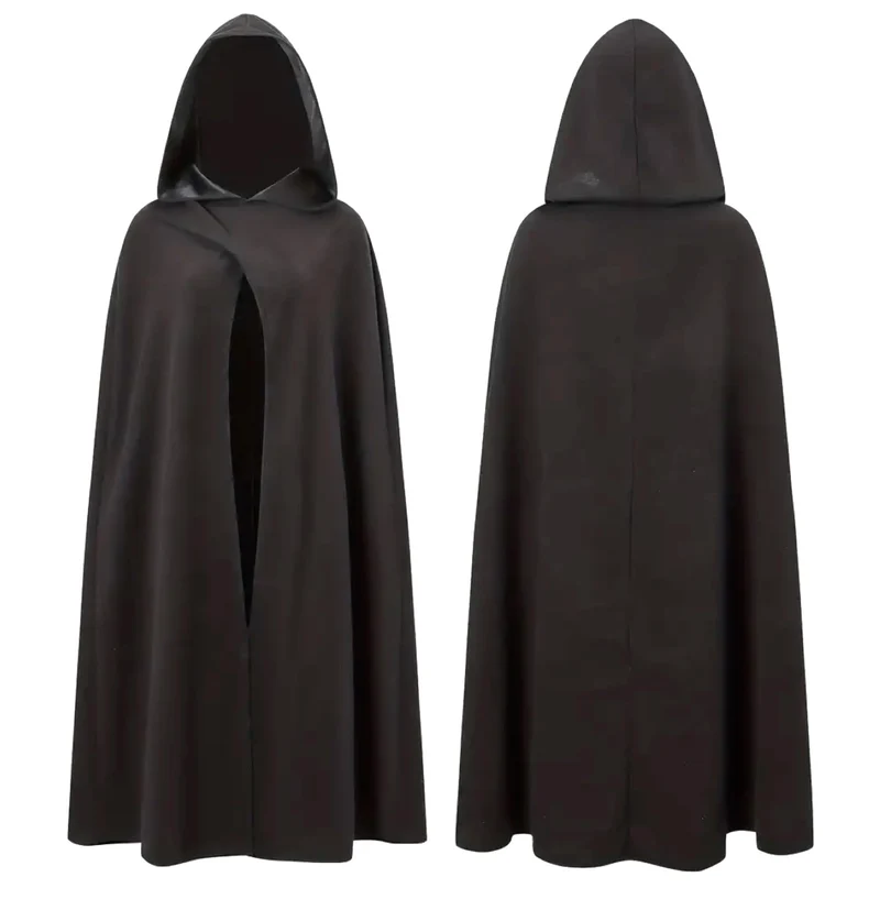 Costume da vampiro, mantello con cappuccio, per bambini e adulti, per Halloween e carnevale su entrambi i lati (nero)