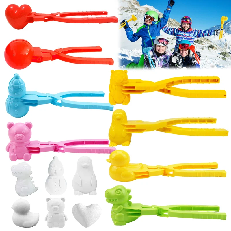 Pinze per palla di neve, 8 pezzi per palla di neve, palla di neve, giocattolo invernale, palla di neve, palla di neve, palla di neve con manico, clip per bambini e giochi all'aperto