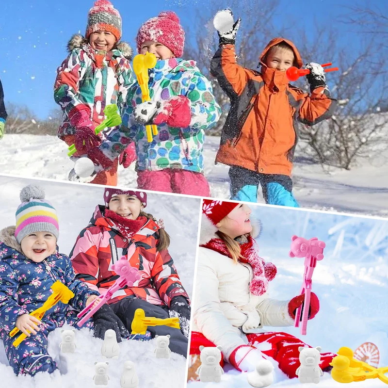 Pinze per palla di neve, 8 pezzi per palla di neve, palla di neve, giocattolo invernale, palla di neve, palla di neve, palla di neve con manico, clip per bambini e giochi all'aperto