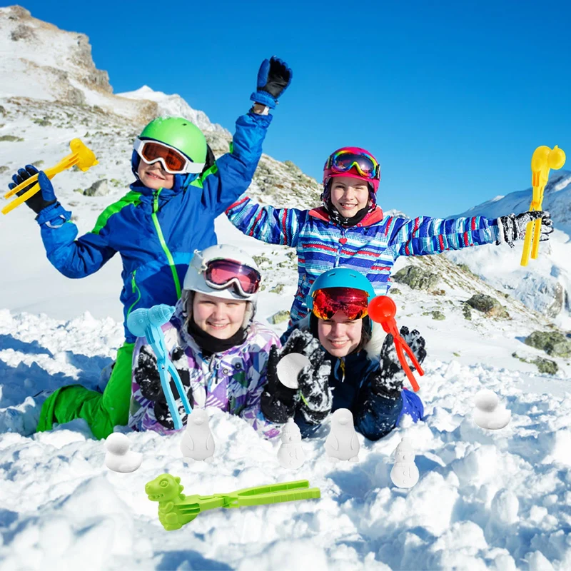 Pinze per palla di neve, 8 pezzi per palla di neve, palla di neve, giocattolo invernale, palla di neve, palla di neve, palla di neve con manico, clip per bambini e giochi all'aperto