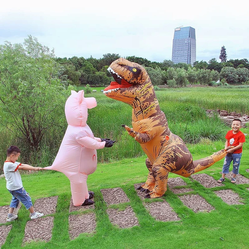 JASHKE Costume Dinosauro Gonfiabile Tuta T-rex Gonfiabile Costumi Trex Gonfiabili Travestimento Dnosauro per Adulti