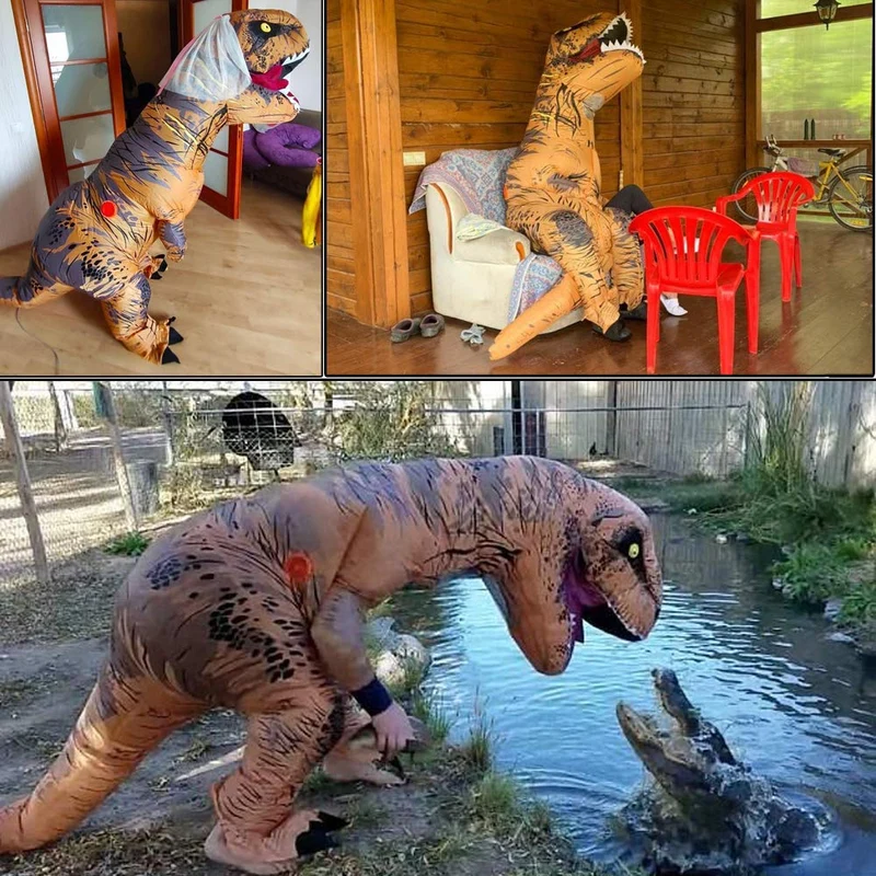 JASHKE Costume Dinosauro Gonfiabile Tuta T-rex Gonfiabile Costumi Trex Gonfiabili Travestimento Dnosauro per Adulti
