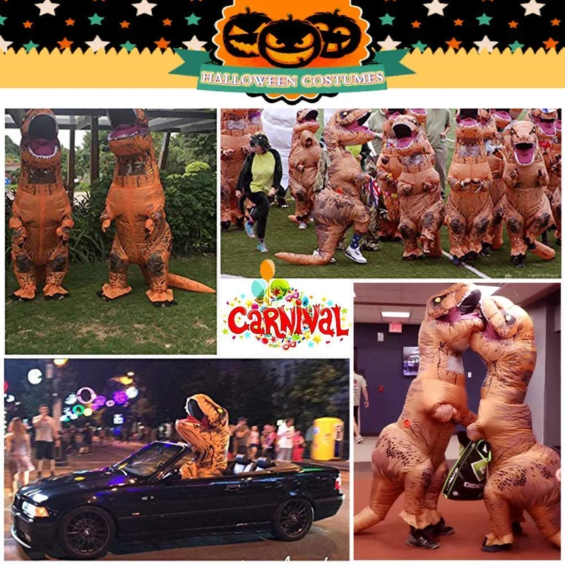JASHKE Costume Dinosauro Gonfiabile Tuta T-rex Gonfiabile Costumi Trex Gonfiabili Travestimento Dnosauro per Adulti