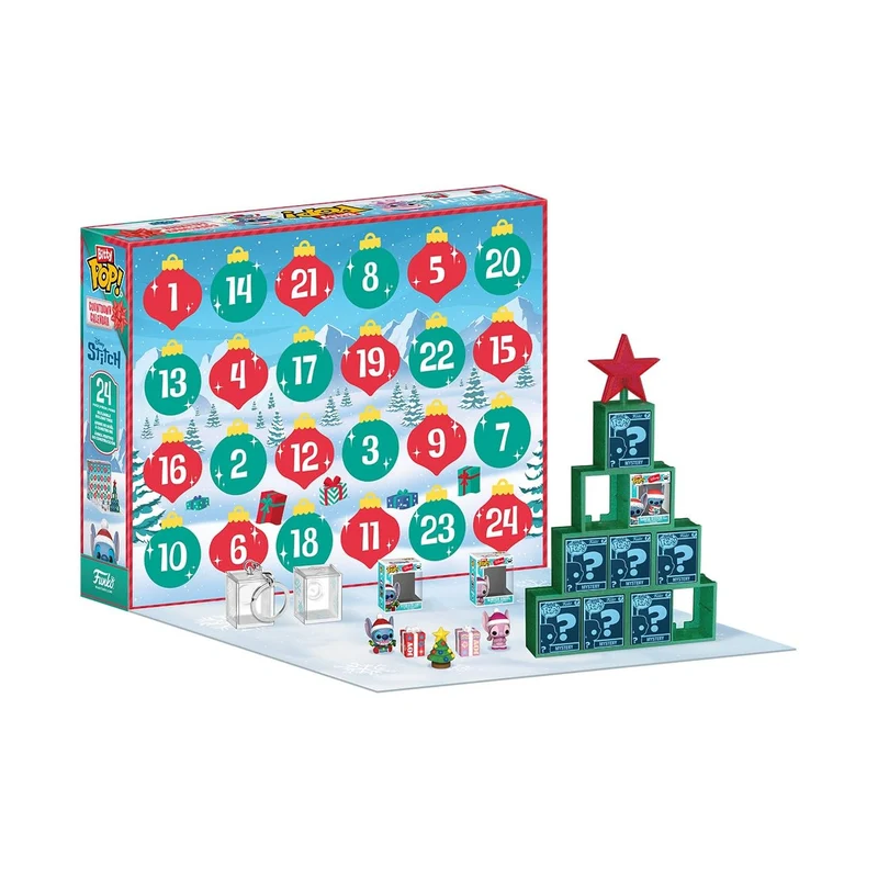 Funko Bitty Pop! Countdown Calendar: Stitch Holiday - Lilo And Stitch- Calendario Dell'avvento - 24 Giorni di Sorprese - Mini Figura in Vinile da Colleziones - Mystery Box - Idea Regalo