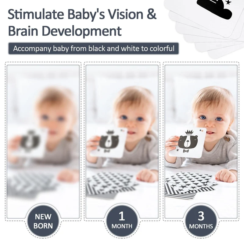 Joyreal Giochi Neonato 0-12 Mesi - Giochi Spirale Passeggino, Stoffa Libro Bianco e Nero Neonati, Sonaglio Sensoriali Montessori Regalo