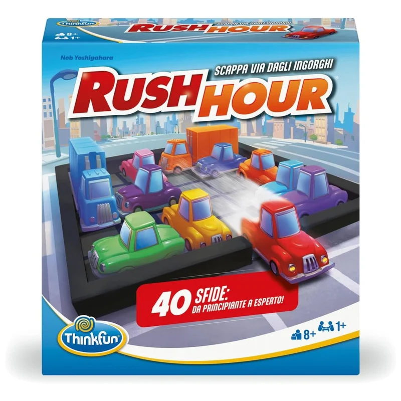 ThinkFun - Rush Hour Gioco | Giochi Da Tavolo per Bambini 40 Sfide | Bambino e Bambina 8 Anni Idee Regalo | Giochi Bambini 8 Anni | Rush Hour Versione Italiana