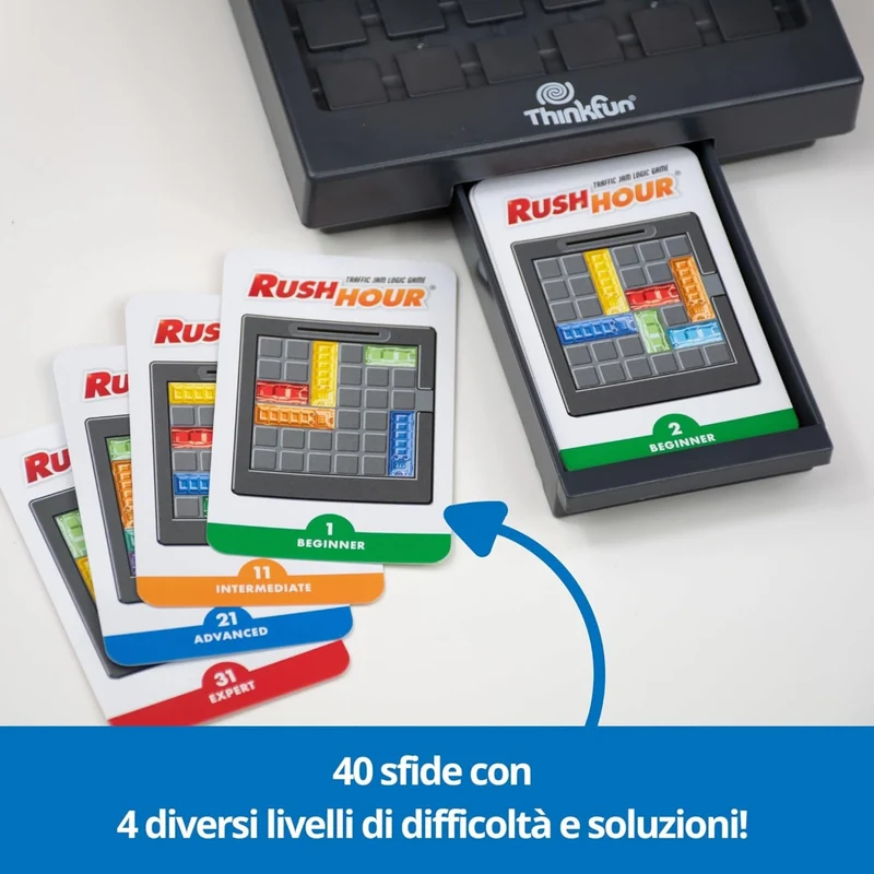 ThinkFun - Rush Hour Gioco | Giochi Da Tavolo per Bambini 40 Sfide | Bambino e Bambina 8 Anni Idee Regalo | Giochi Bambini 8 Anni | Rush Hour Versione Italiana