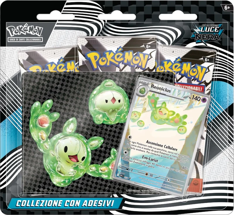 Pokémon: collezione con adesivi (Reuniclus) dell’espansione Scarlatto e Violetto - Luce Nera del GCC Pokémon (una carta promozionale olografica e tre buste di espansione)