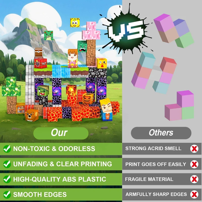 Costruzioni Magnetiche per Bambini 100 PCS 2CM 3+ Giochi Cubi Magnetici, Blocchi Building Blocks Giocattoli Montessori a Partire da 3 4 5 6 7 8 9 10 11 12 Anni Regali di Compleanno per Ragazzi