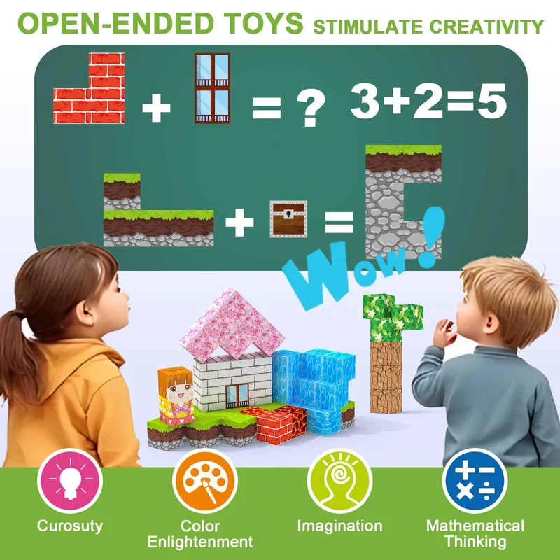 Costruzioni Magnetiche per Bambini 100 PCS 2CM 3+ Giochi Cubi Magnetici, Blocchi Building Blocks Giocattoli Montessori a Partire da 3 4 5 6 7 8 9 10 11 12 Anni Regali di Compleanno per Ragazzi
