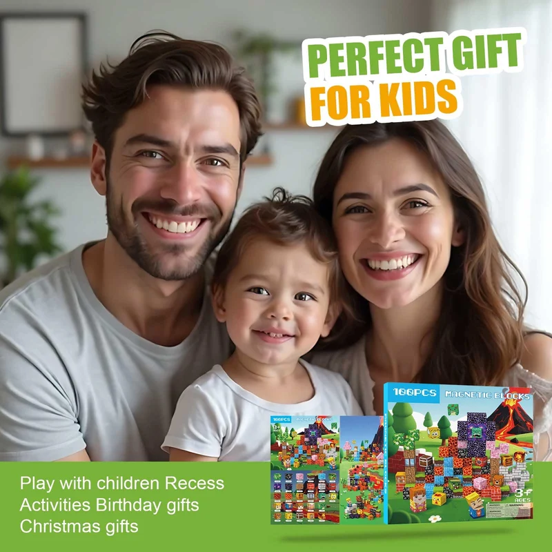 Costruzioni Magnetiche per Bambini 100 PCS 2CM 3+ Giochi Cubi Magnetici, Blocchi Building Blocks Giocattoli Montessori a Partire da 3 4 5 6 7 8 9 10 11 12 Anni Regali di Compleanno per Ragazzi